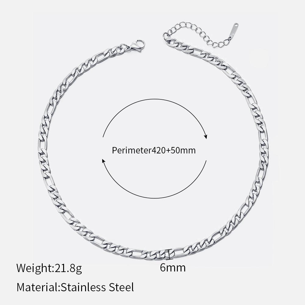 European and American Fashion Niche Design Stainless Steel Necklace Popular Real Gold Electroplated Cuban Chain Women's Necklace