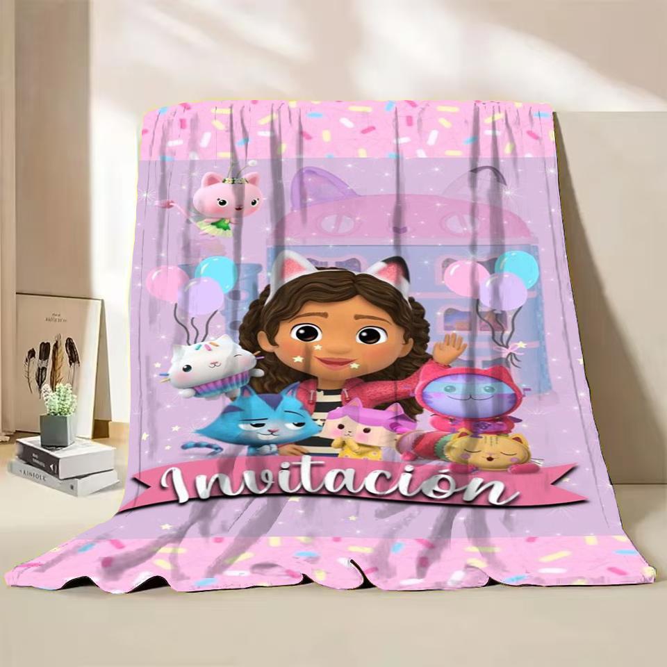 Gabbys Dollhouse Flannel Fluffy Fleece Blanket for Home Bedroom Bed Sofa Office Children Cover Adult Soft Blanket Kids Cute Gift