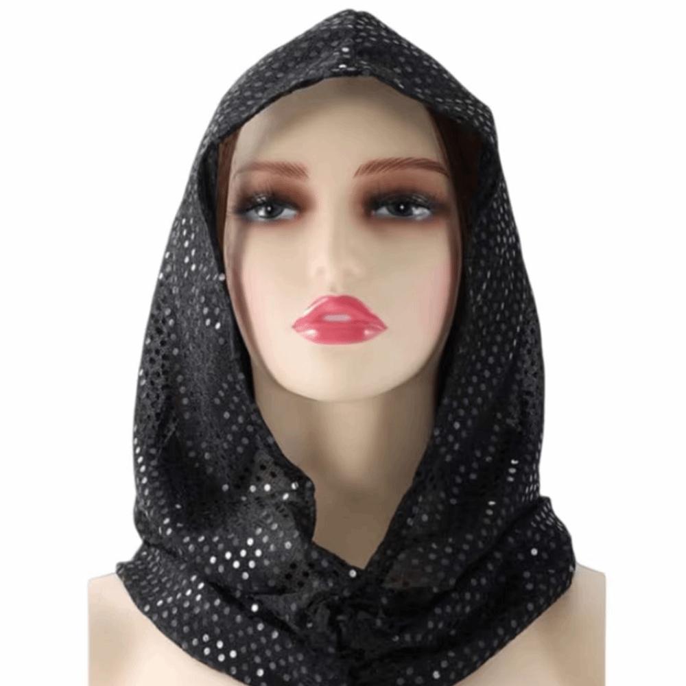 Solid Color Sequin Hooded Headscarf Breathable Soft Sequin Head Wraps Fashion Hijab Spring Summer