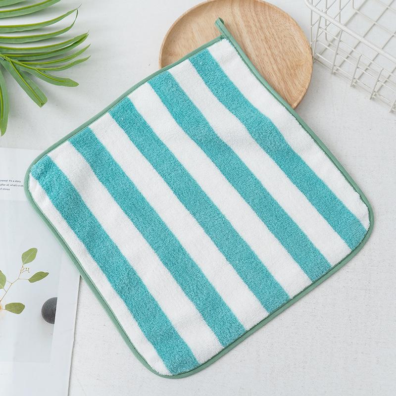 30 * 30cm Coral Fleece Towel with Striped Design Absorbent and Soft Skin Friendly Children's Face Towel Is Not Prone To Pilling