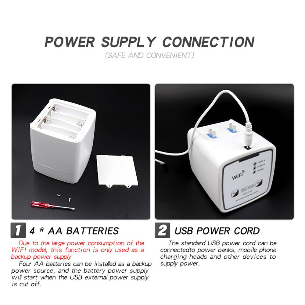 Dispositivo de irrigação inteligente WIFI Bomba dupla Sistema de irrigação por gotejamento automático com temporizador Controle remoto por aplicativo para terraço de jardim