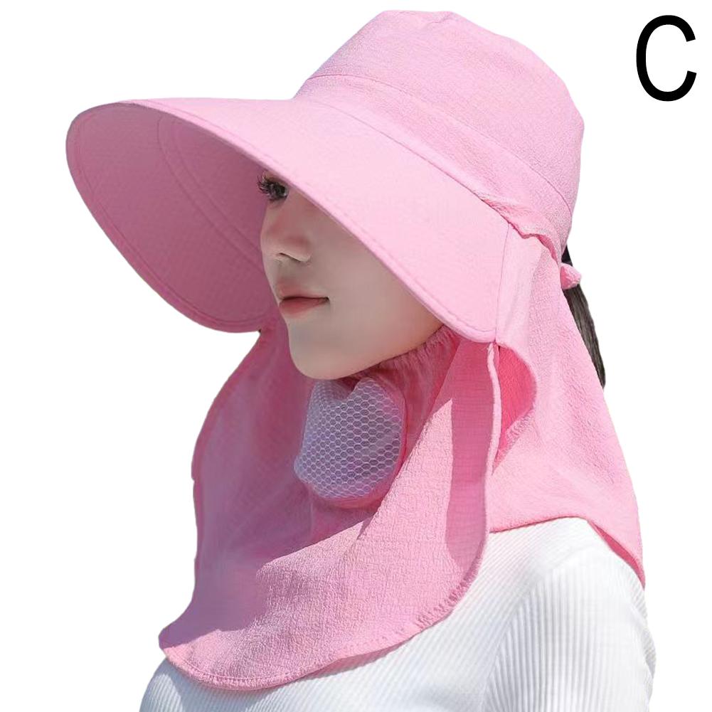 Summer Quick Dryng UV Protection Sun Visor Face Neck Cover Outdoor Fishing Cycling Hiking Wide Brim Shawl Sunscreen Ponytail Cap