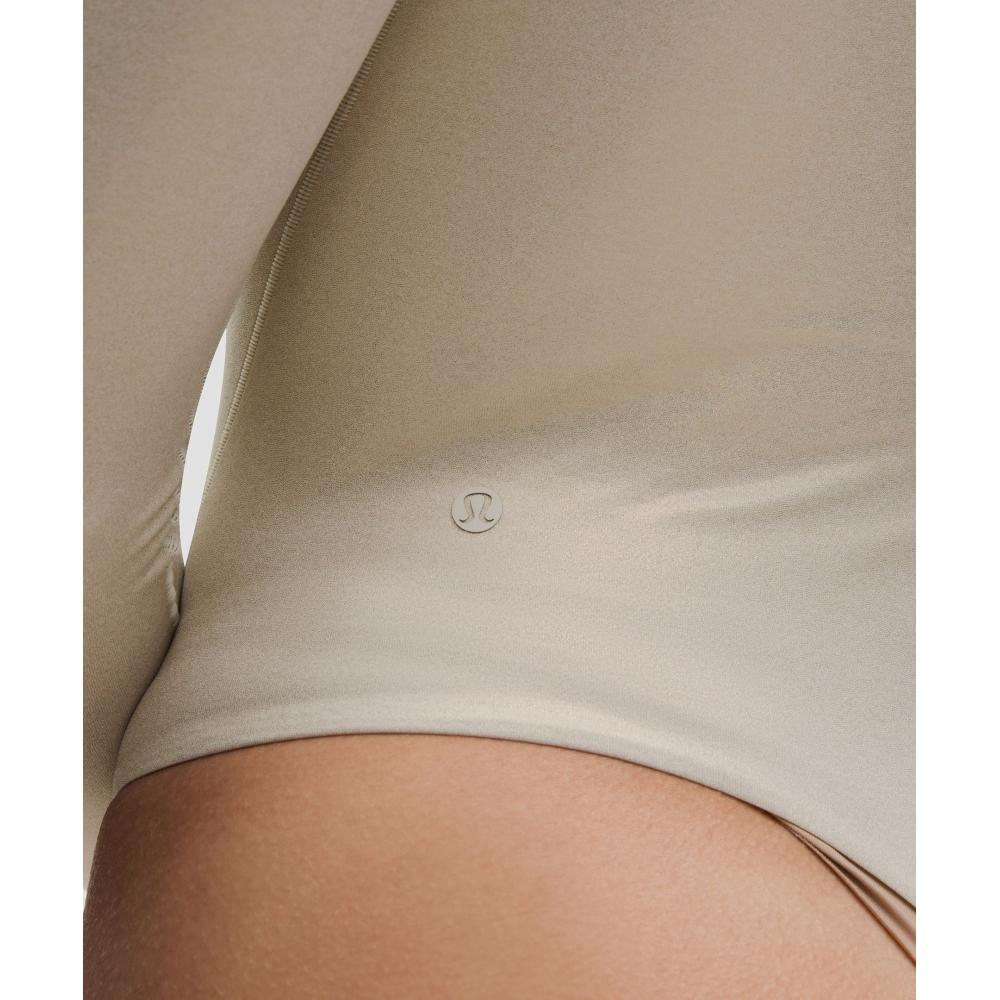 Lululemon Wundermost Ultra Soft Nulu Square Neck Long Sleeve Bodysuit  Shine Luxe Shine Foil Print Bone