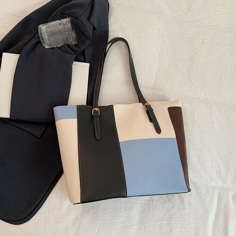 Women's Handbag, 2026 New Fashi Korean Versi Large Capacity Simple Single Shoulder Ctrasting Color Tote Bags, Handbag