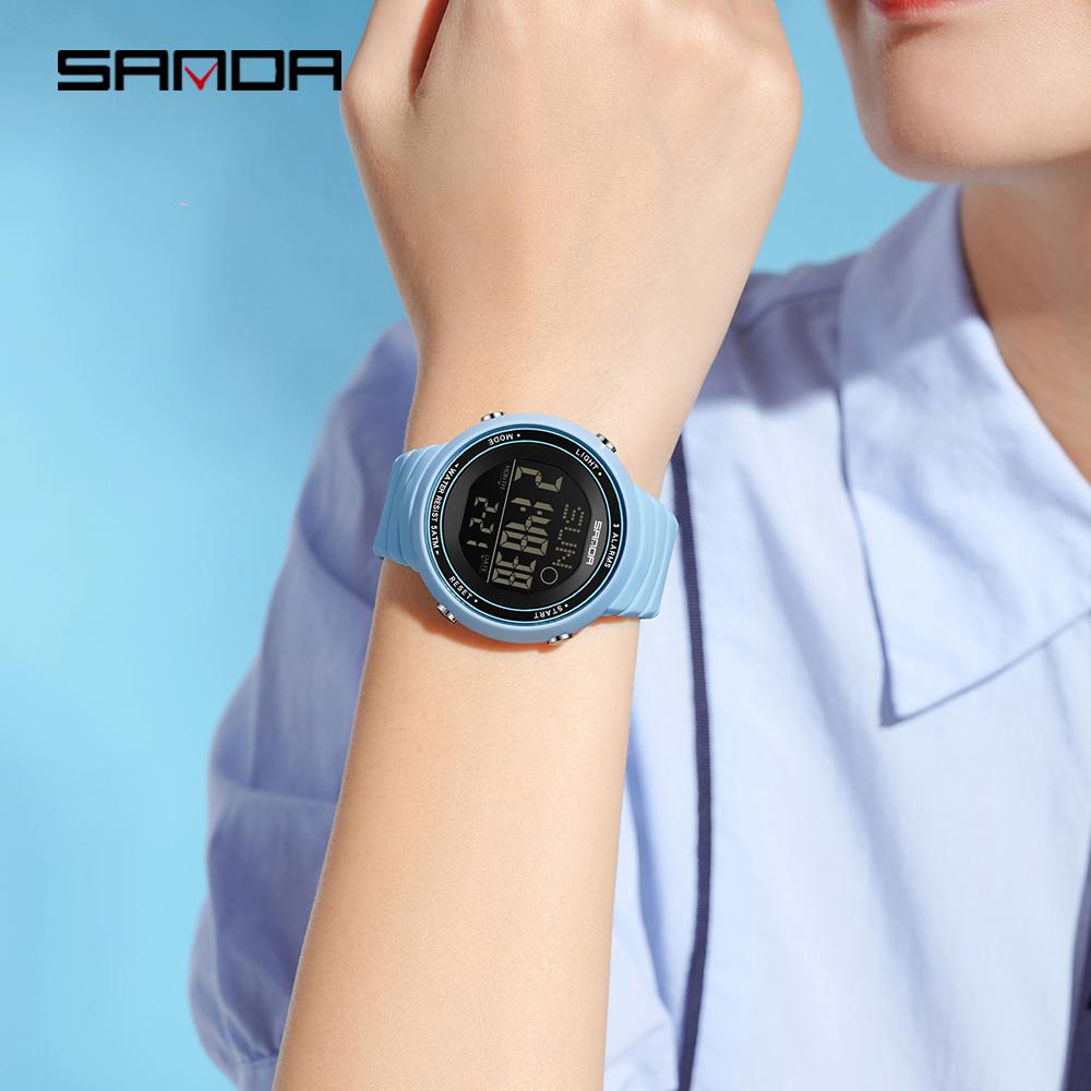 SANDA New Fashion Student Electronic Watch Large Dial Waterproof LED Student Digital Electronic Watch 9073