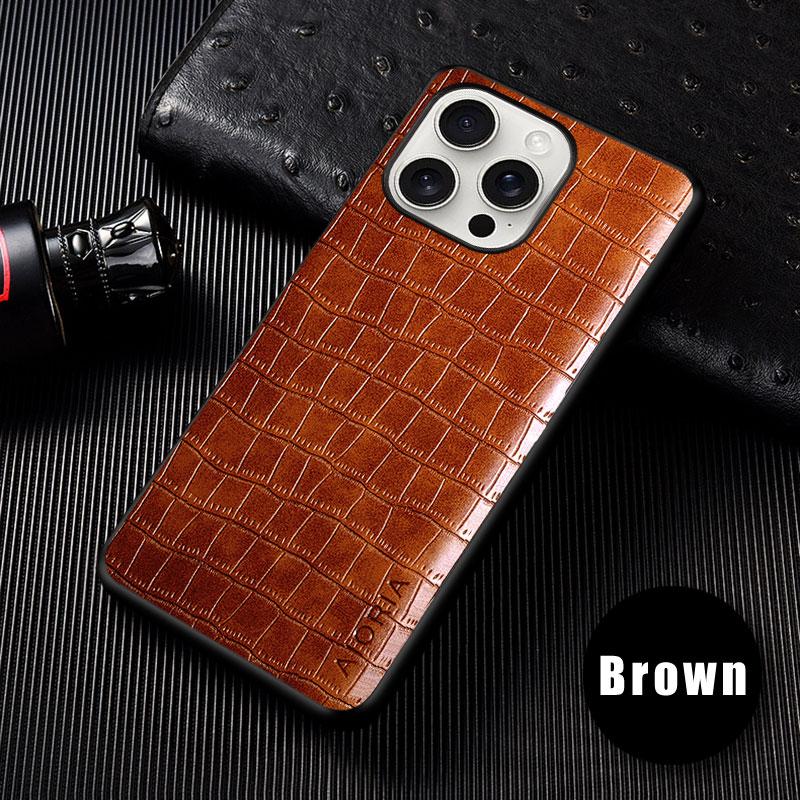 Lyxigt krokodilläderfodral för iPhone 16 Pro Plus Max Bakskal till iphone 16 pro maxfodral