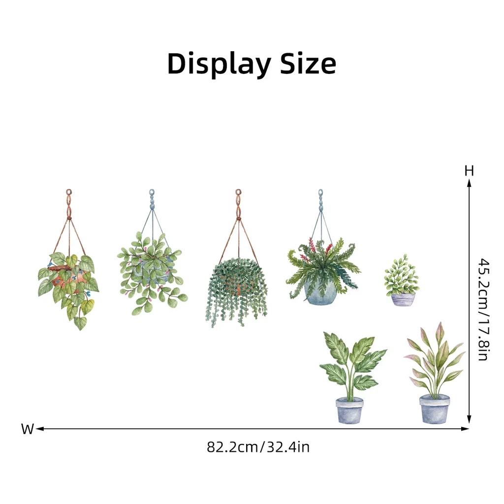 1Pc Green Plant Potted Wall Stickers For Living Room Kids Room Decoration Wall Decals Living Room Decor For House Bedroom DIY