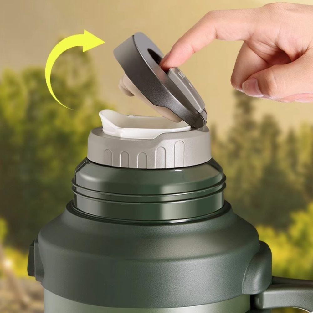 316 Edelstahl Reise Thermoskanne Große Kapazität mit Teefilter Thermobecher Klappbarer Griff Auslaufsicher