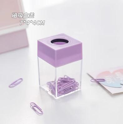 

20pcs Macaron Magnetic Paper Clips Storage Bucket Office Stationery Storage Convenient Paper Clips фиолетовый