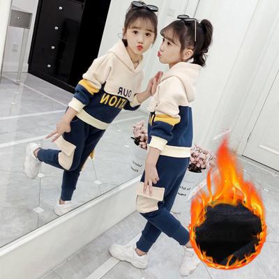 Children's Clothes Girls Suits Two-Piece Hooded Sweater+Side Pocket Trousers Teens Autumn Clothing Sets