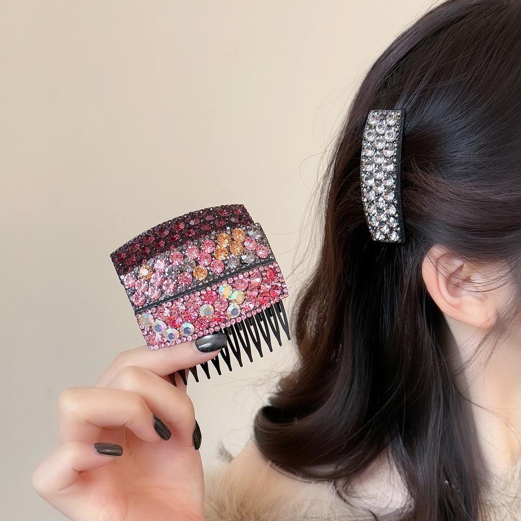 Korean light luxury shiny full diamond inverted comb hairpin new style broken hair side clip female wild bangs clip hair accessories