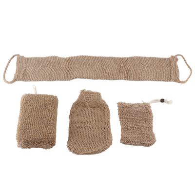 Exfolierande Jute Ryggskrubb Konkav Konvex Yta Presentförpackning Jute Exfolierande Skrubbkit