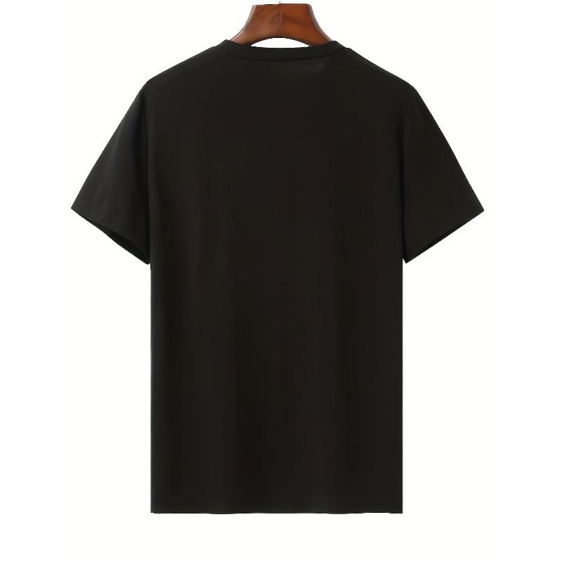 European Sizes Men T Shirt Black Breathable Russian Letter Graphic Print For Casual Daily Wear Street Style Parties