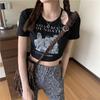 Short Short Sleeve T-Shirt Women's Summer New American Retro Slim Mind Machine Hollow Spice Girl Ins Trend Top