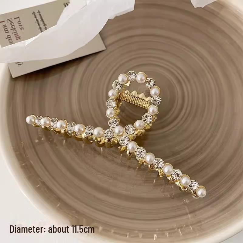 High-End Women's Rhinestone Hair Shark Clip - Large, Stylish, and Trendy Hairpin