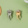 Stylish Alloy Teeth Brooch Elegant Crown Design With Shimmering Rhinestones For Unisex Fashion