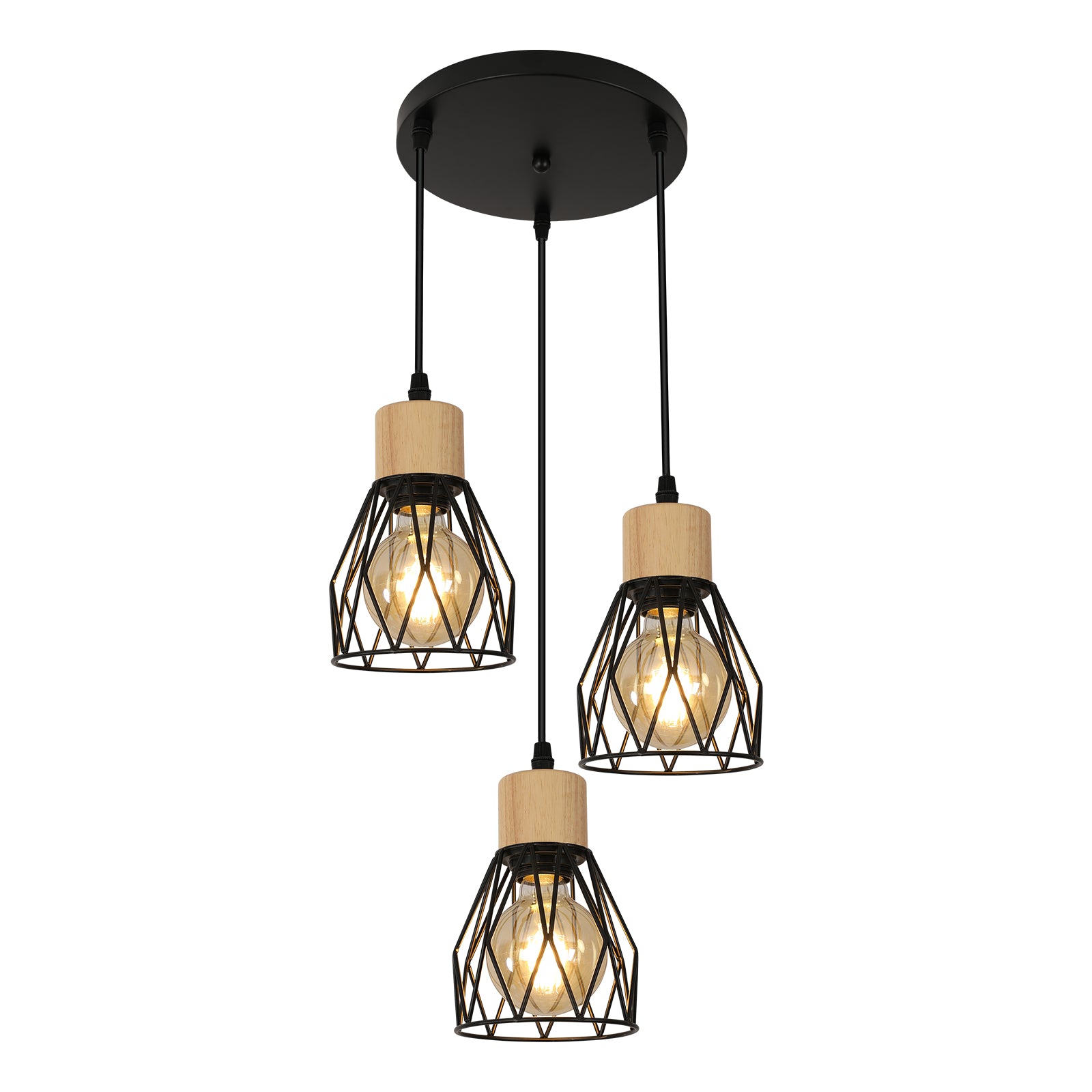 

Черная люстра COMELY подвеска E27 железная для спальни винтажная деревянная