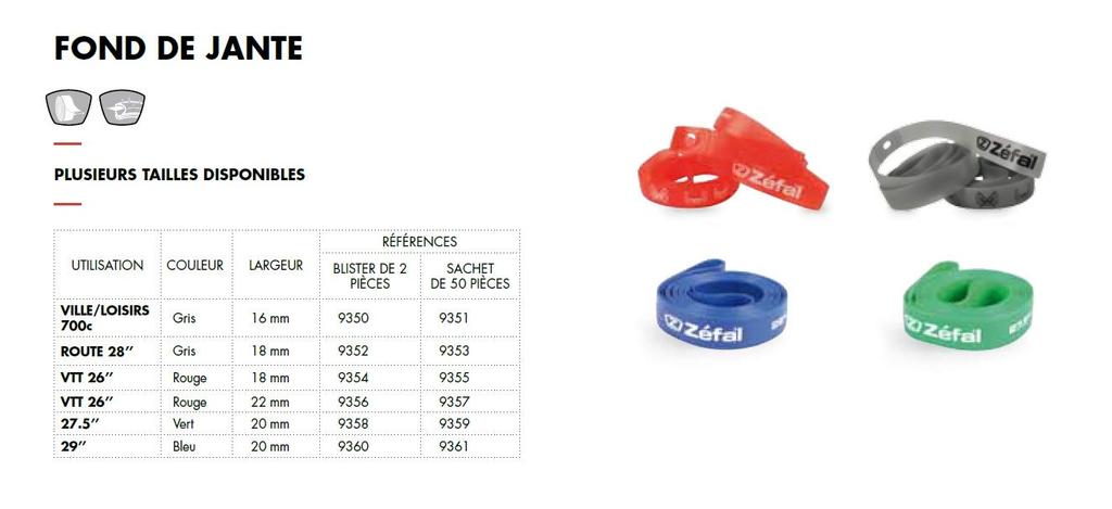 Zefal Bicycle Rim Tape SOFT PVC Blue 29-20mm 9360