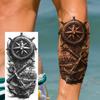1 Foglio Impermeabile Nave Pirata Vela Tatuaggi Temporanei Per Uomo Donna Bussola Realistica Orologio Tatuaggio Finto Adesivo Lunga Durata