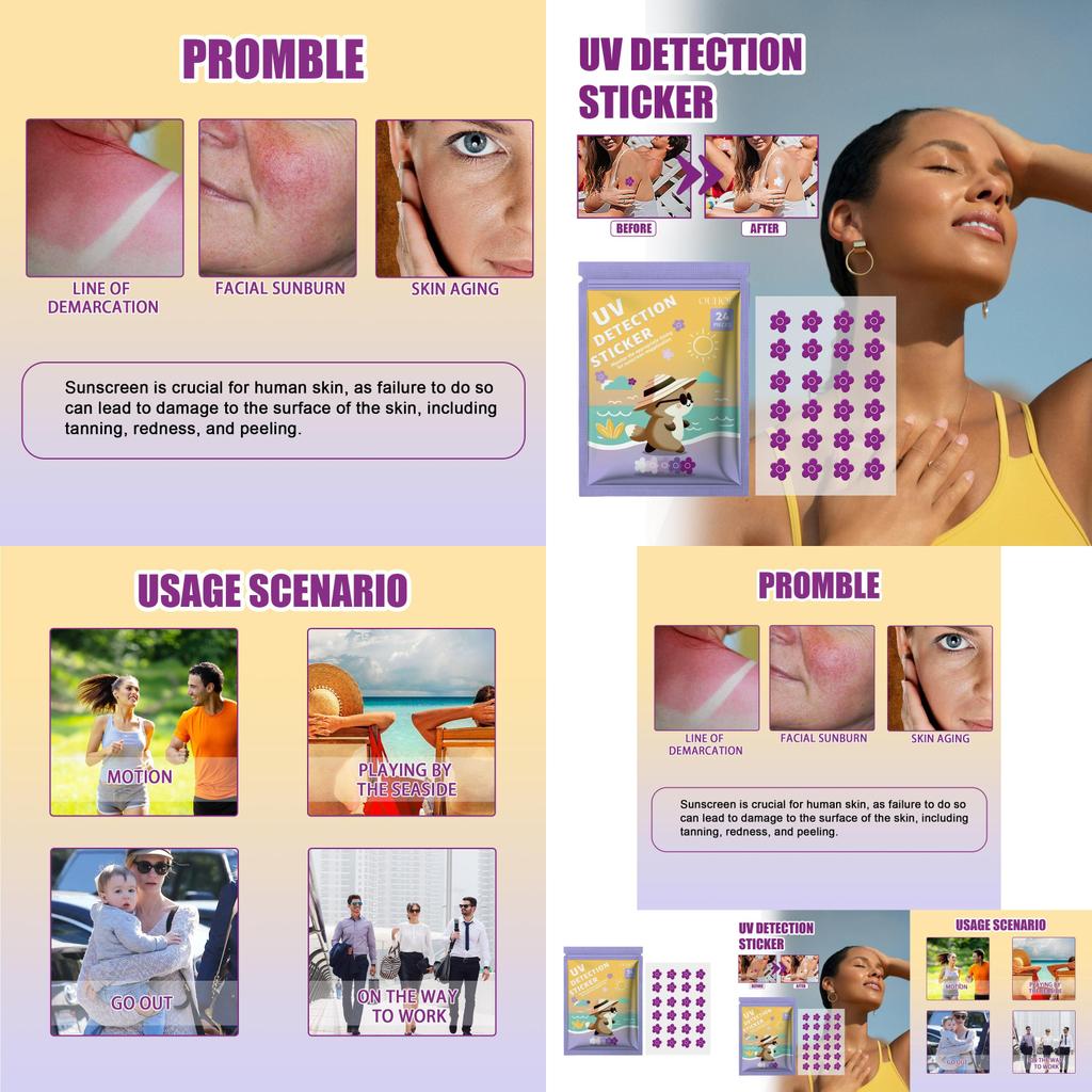 Ouhoe Flower Uv Detection Stickers For Summer Outdoor Skin Protection With Color Changing Feature