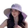 Summer Outdoor Sunscreen Sun Hat with Ponytail Hole Hat Female Korean Version Fashion Big Eaves Shawl Bucket Hat Tide