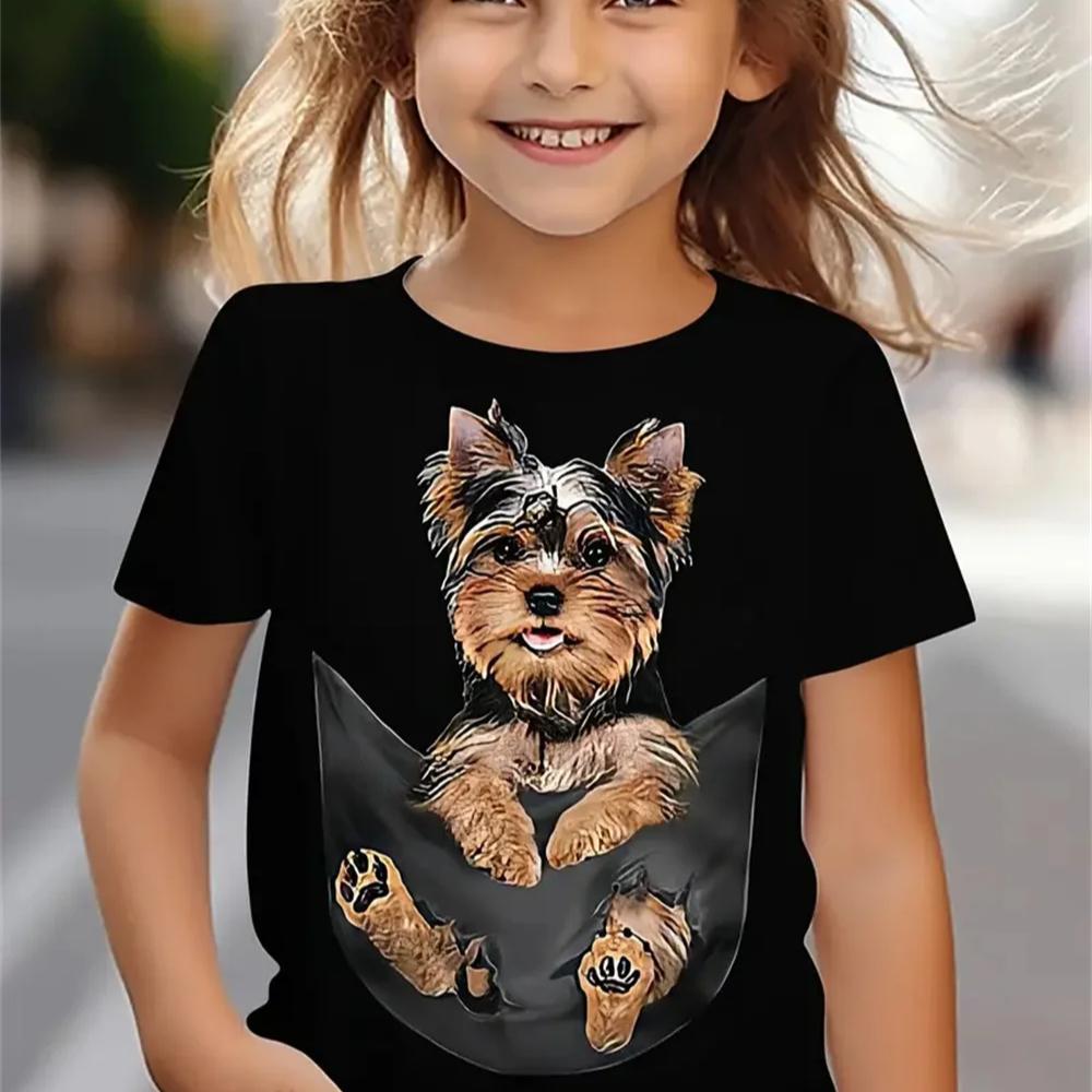 

Нові кумедні тварини 3D друк собака дівчаток футболки фестиваль вечірка короткі рукави топи повсякденні футболки 110