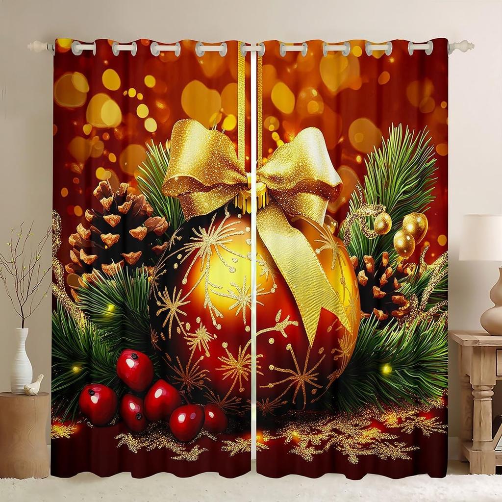 Christmas Elk Curtains Theme Curtain Boys Girls New Year Bedroom Dorm Decor Winter Window Blackout Polyester Ideal For
