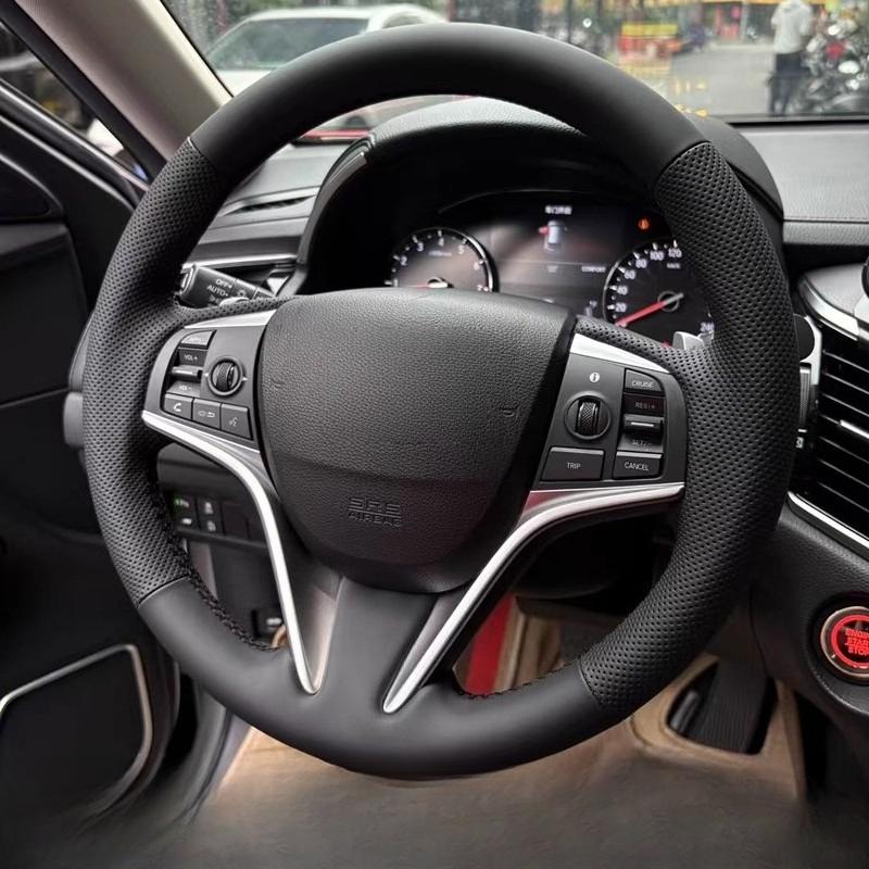 For Acura TLX-L CDX RDX NSX MDX TLX Hand-stitched non-slip black Leather suede Car Steering Wheel Cover Leather