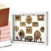 Museum Silhouette Box Memory Photo Display Case with LED Light 11 Pieces Miniature Desk Picture Frame with 8 Figurines for Home