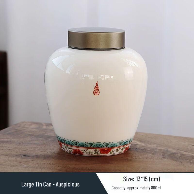 Qianyu Suet Jade Porcelain Sealed Tea Caddy