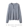 V-neck Half-Zip Multi-Button Cashmere Knit Base Layer for Autumn/Winter