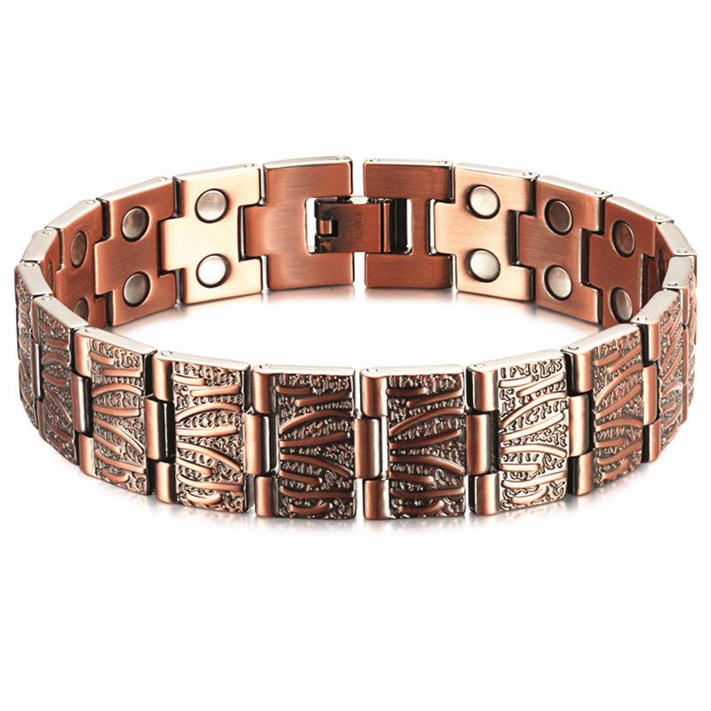 Jewelry Vintage Cross Magnet Negative Ion Magnetic Therapy Copper Bracelet Men's Jewelry