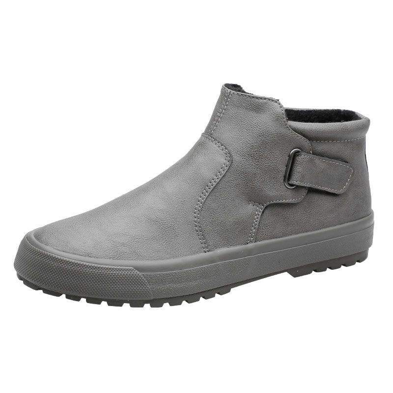 Winter New High-top Cotton Shoes Leather Shoes Men's Velvet Thick-soled Martin Boots Men's Korean Version One-pedal Trendy Snow Boots