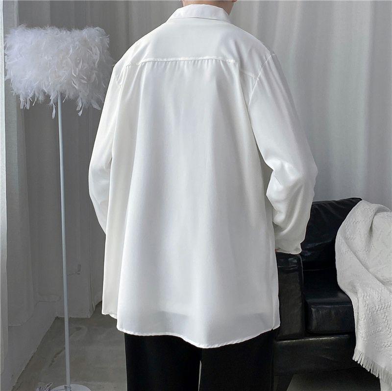 Men Korean Fashion White Long Sleeve Shirts Mens Harajuku Black Oversized Shirt Male Button Up Shirts Blouses 3XL