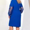 Plus Size Lace Patchwork Print Long Sleeve Dress for Women