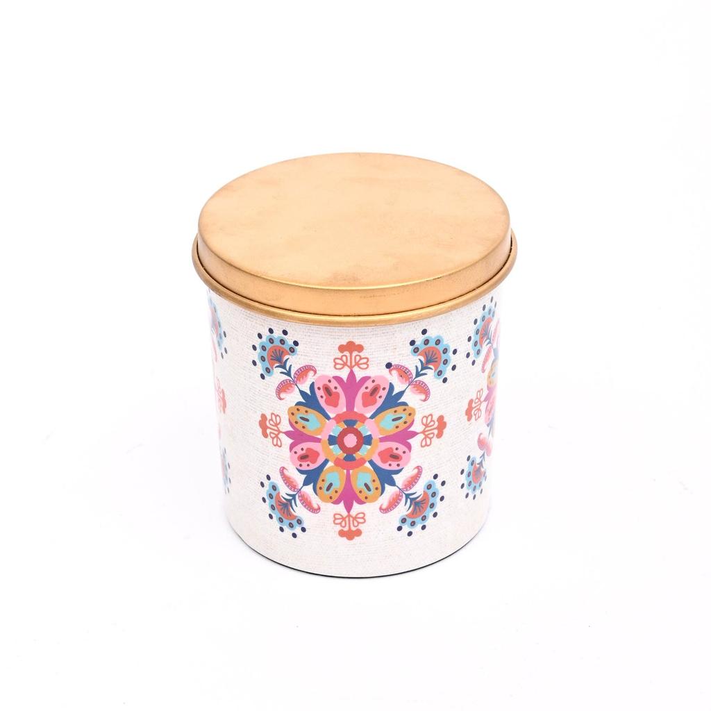 Large Round Enamel Box with Lid -Kitchen & Home Storage Jar