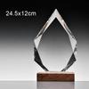 Customized Water Droplet Crystal Trophy Creative Souvenir Excellent Company Annual Meeting Awards Home Decor Wood Base Medal 1Pc