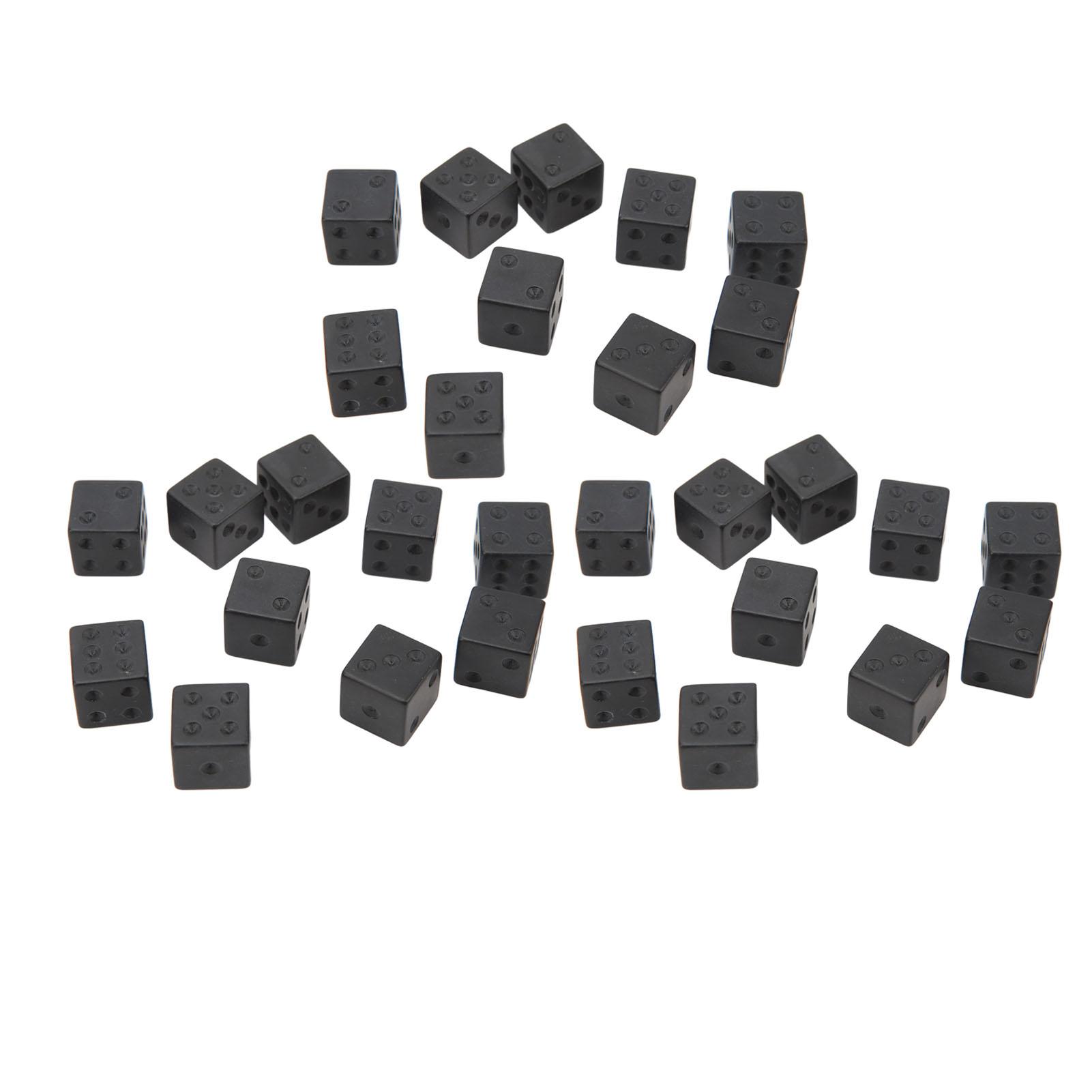 

30Pcs Hexahedral Dice Right Angle Pure Black Plastic for Classroom Board Game Party Favor Fun