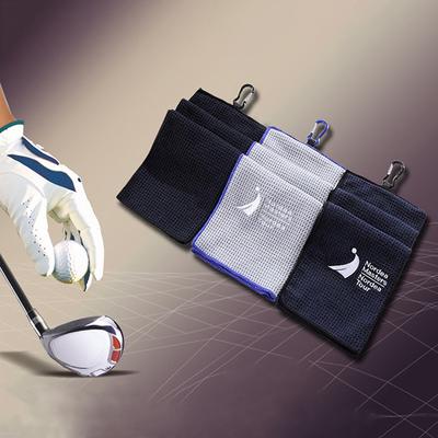 Toalla de golf de 30 x 50 cm con gancho, tela de microfibra de 4 colores, accesorios para amantes del golf