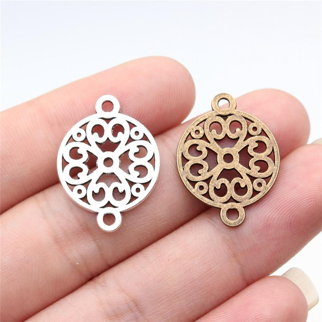 Flower Petal Connectors Botanical Themed Antique Bronze Zinc Alloy Jewelry Making Connect Charms Extender Connectors