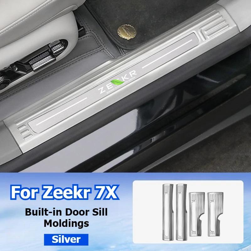 For Geely Zeekr 7X 2024 2025 Car Door Sill Scuff Plate Welcome Pedal Protection Stainless Steel Garnish DoorSill Protective Trim