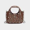 Hollow Rivet Women Handbag Small Size Pu Leather Toiletry Organizer Pouch Chains Shoulder Portable Crossbody Bags Casual Wear
