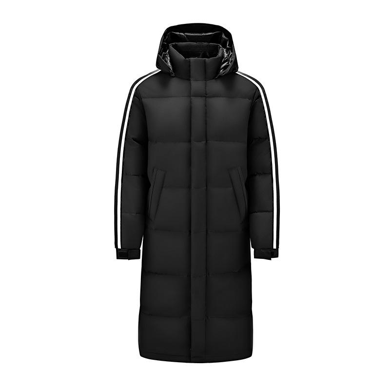 Unisex White Duck Down Jacket - Classic Three-Stripes, Hooded, Warm Outerwear for Students (Autumn/Winter).