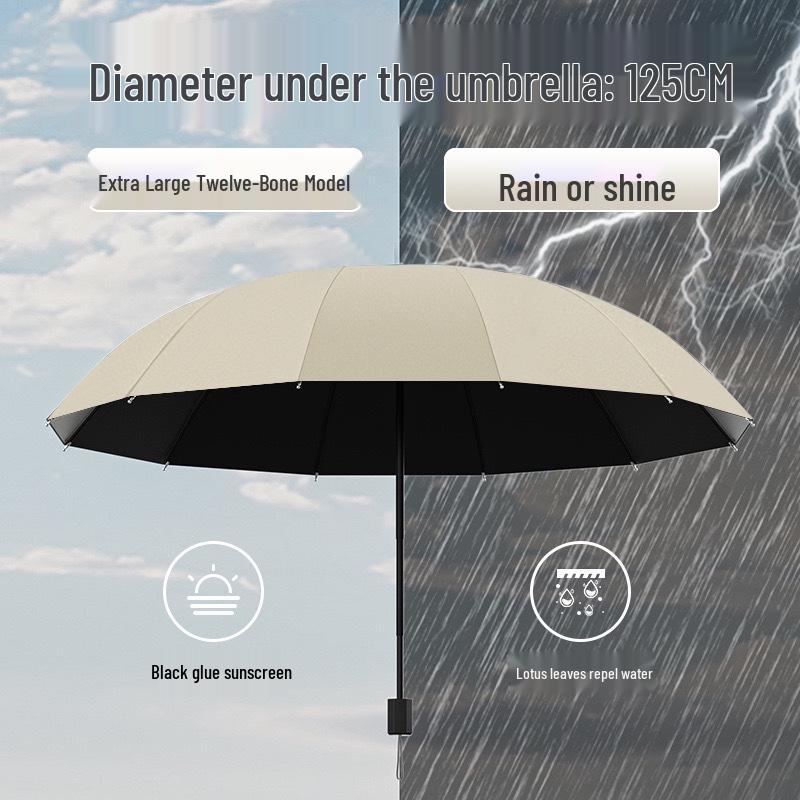 Extra Large Folding Umbrella for Two or Three People - Dual-Use for Sun and Rain with Sunscreen Sunshade