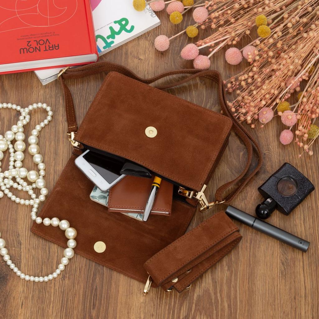 Vezze Frena Choco Small Suede Bag