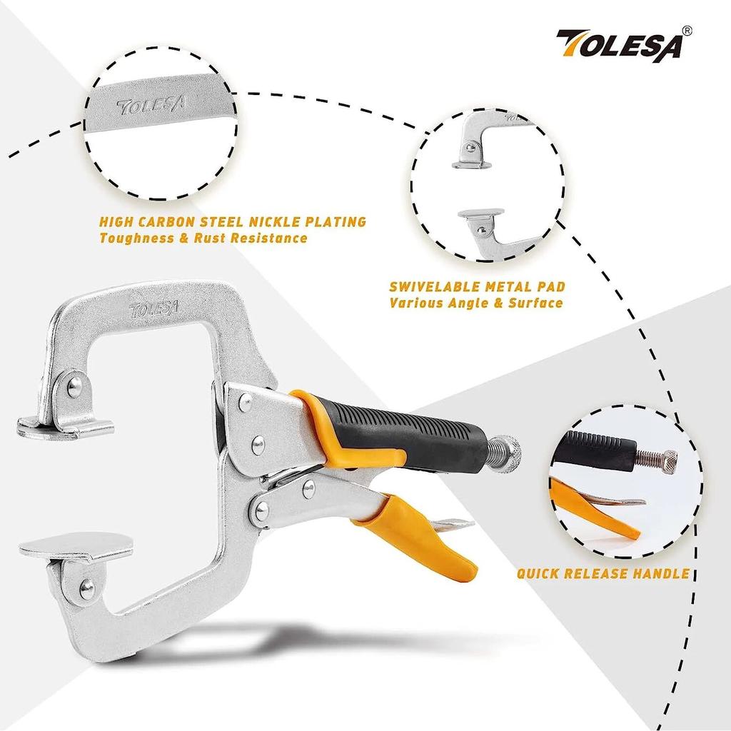 6" kovové čelní svorky Dřevoobráběcí 3ks kapesní otvor Jig Clamp Heavy Duty C Clamp Svařovací svorky s otočnou podložkou