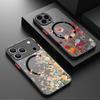 Romantic Flowers Pattern Magnetic Phone Case For iPhone 17 15 16 Pro Max 14 13 Pro For Magsafe Wireless Charge Soft Edge Cover