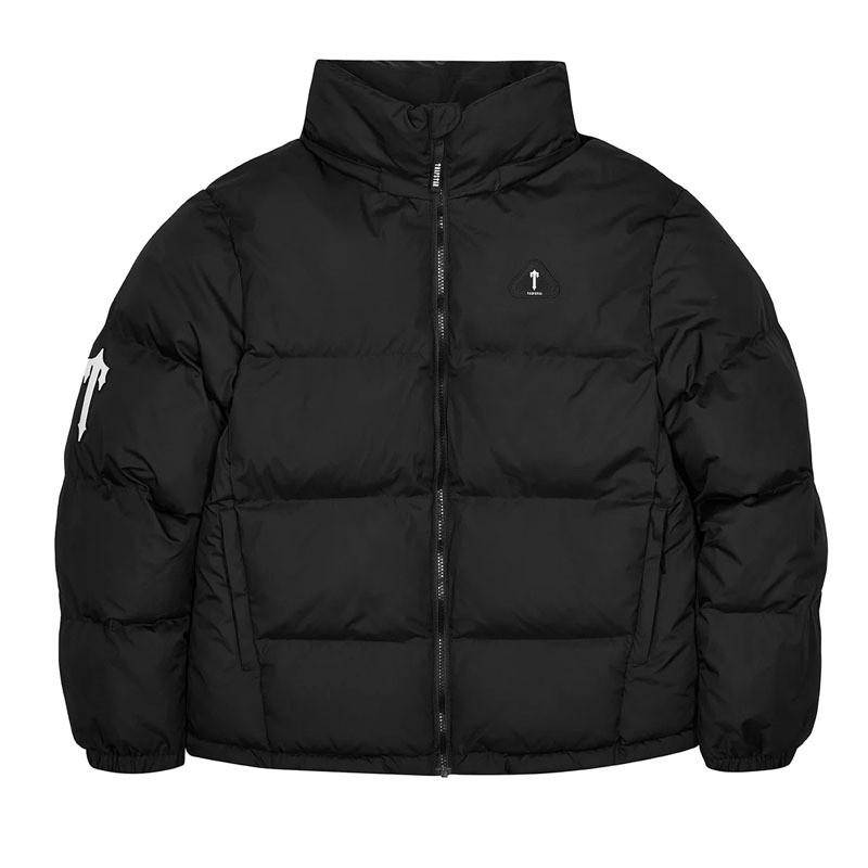 Mens Winter Streetwear Hooded Puffer Jacket Letter Embroidery Loose Fit Casual Coat