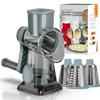 3-in-1 Rotary Cheese/Vegetable Grater & Nut Grinder, Manual Kitchen Slicer with Clear Container for Peanut/Food Prep