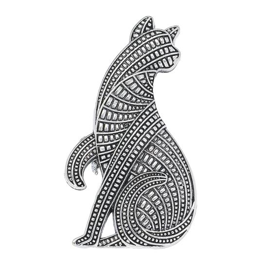 Brooch Pin Cat Shape Retro Style Distressed Badge Wear-Resistant Rust-Proof Suit Lapel Badge Clothing Decoration